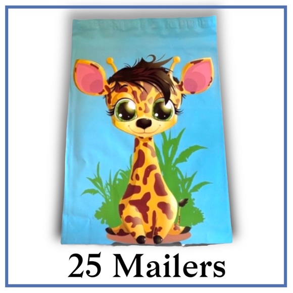 ( Quantity 25 10x13 ) Cool Baby Giraffe Grass Poly Mailer Bag Shipping Envelopes - Picture 3 of 3